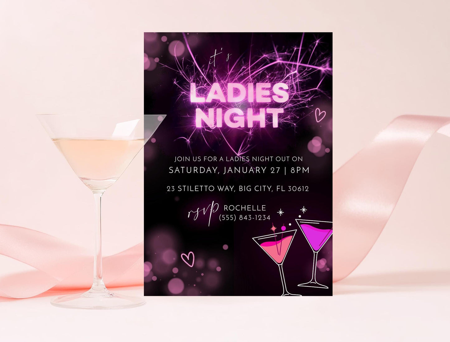 Ladies Night Out Invitation | Girls Night Out Birthday Party Invitation | Bachelorette Party Invite | Editable Template | Bar Hopping Invite