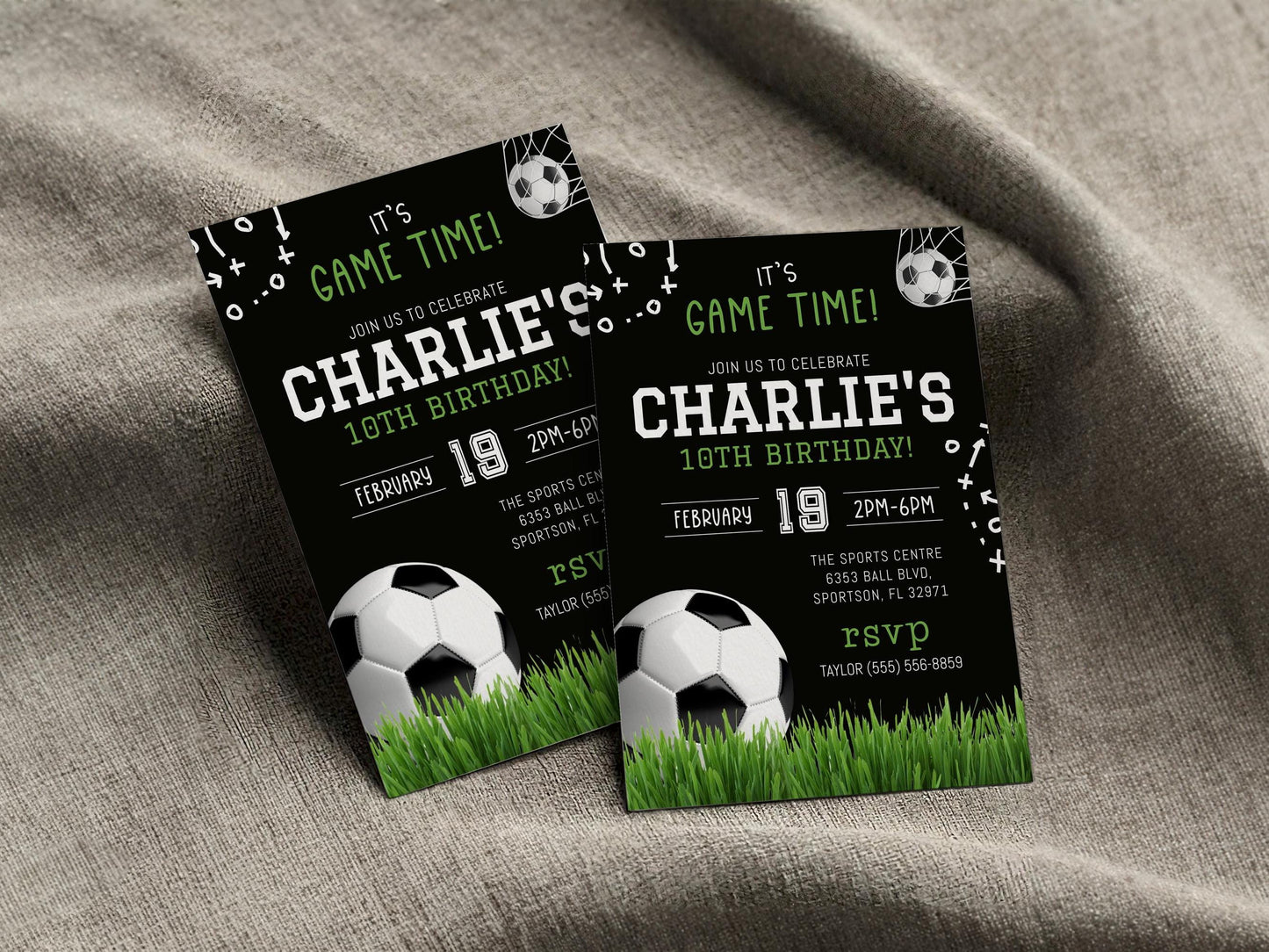 Soccer Birthday Party Invitation, Kid Soccer Invite, Boy Invitation, It's Game Time Football Game Invite, Instant Download,Editable Template