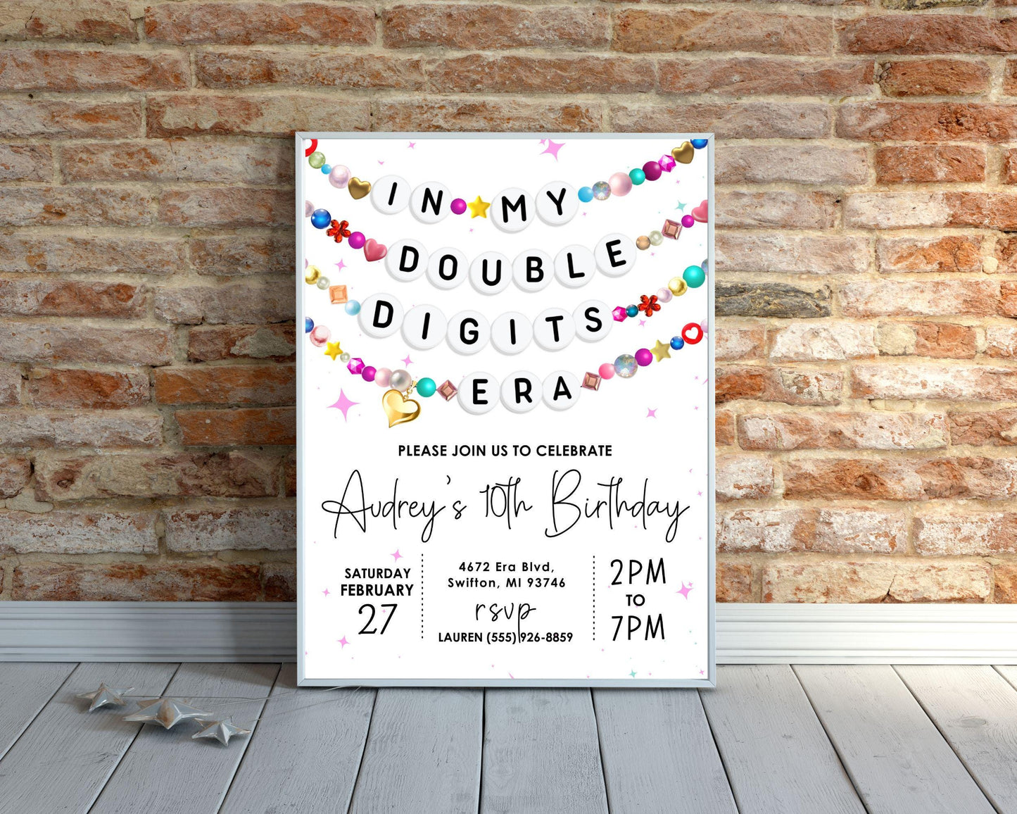 In My Double Digits Era Friendship Bracelet Invitation, 10th Girl Birthday Invite, Birthday Era Digital Download,Printable Editable Template