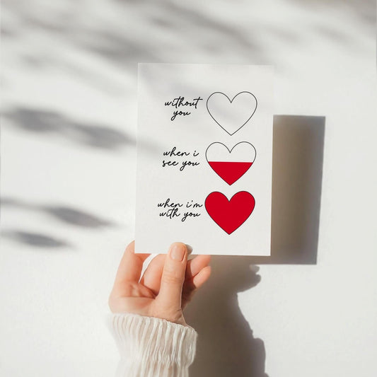 Cute Valentine's Day Card, Full Heart Card for Vday, Instant Download, DIY Printable Card for Spouse Husband Wife Lover Boyfriend Girlfriend