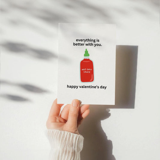 Funny Valentine's Day Card, Sriracha Hot Sauce Sarcastic Valentine Card, Instant Download, DIY Printable Card for Spouse Husband Wife Lover