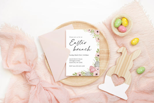 Editable Easter Brunch Invitation Template, Easter Egg Hunt Party, Spring Party, Brunch Event Invite, Printable Easter Sunday Get Together