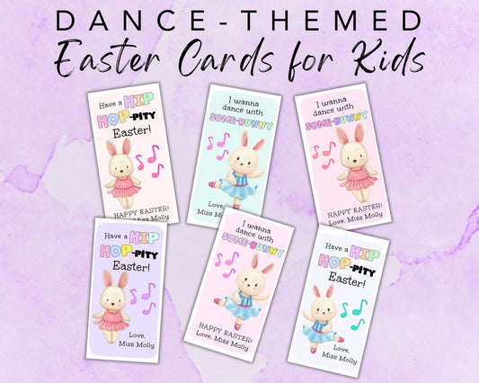 Printable Easter Cards for Dance Studio, Ballerina Easter Tags, Hip Hop-pity Easter Cards Kid Classroom, I Want to Dance with Somebunny Card